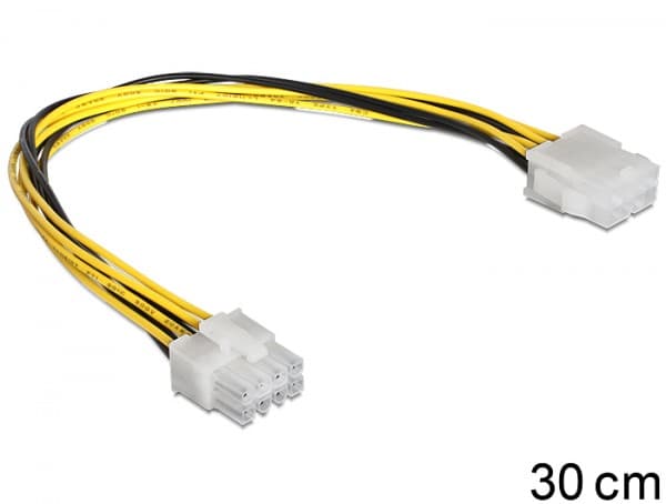 DeLOCK 83342, 0,3 m, EPS (8-pin), 8-pin EPS12V, Uros, Naaras, Musta, Keltainen