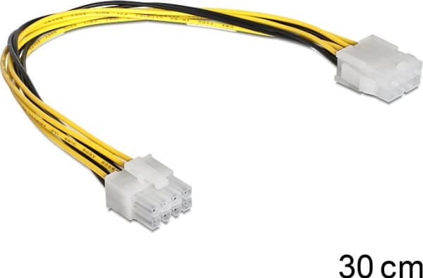 DeLOCK 83342, 0,3 m, EPS (8-pin), 8-pin EPS12V, Uros, Naaras, Musta, Keltainen
