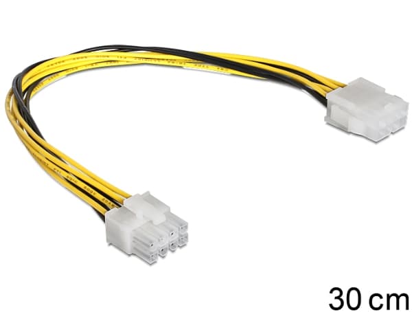 DeLOCK 83342, 0,3 m, EPS (8-pin), 8-pin EPS12V, Uros, Naaras, Musta, Keltainen