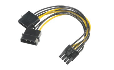 Akasa - Strømadapter - 4-pin intern strøm (hann) til 8-pins PCIe-strøm (6+2) (hunn) - 15 cm