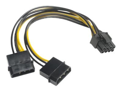 Akasa - Strømadapter - 4-pin intern strøm (hann) til 8-pins PCIe-strøm (6+2) (hunn) - 15 cm