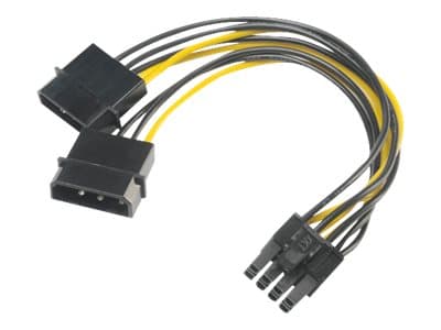 Akasa - Strømadapter - 4-pin intern strøm (hann) til 8-pins PCIe-strøm (6+2) (hunn) - 15 cm