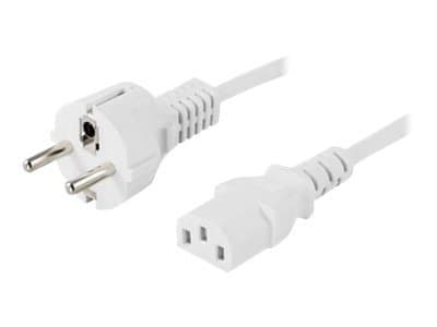 DELTACO DEL-110MV - Strømkabel - power CEE 7/7 (hann) til power IEC 60320 C13 - AC 250 V - 10 A - 3 m - rett kontakt - hvit