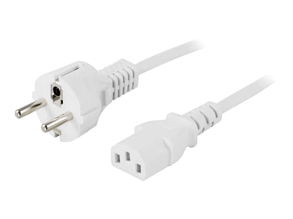 DELTACO DEL-110MV - Strømkabel - power CEE 7/7 (hann) til power IEC 60320 C13 - AC 250 V - 10 A - 3 m - rett kontakt - hvit