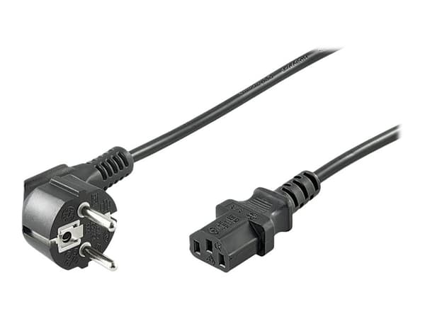 MicroConnect - Strømkabel - power IEC 60320 C13 rett til power CEE 7/7 (hann) vinklet - AC 250 V - 10 A - 10 m - svart