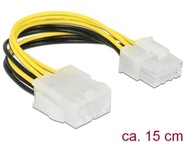 Delock - Strømkabel - 8-pins EPS12V (hann) til 8-pins EPS12V (hunn) - 12 V - 15 cm