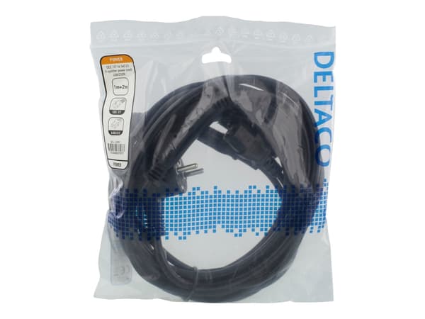 DELTACO - Strømkabel - power CEE 7/7 (hann) til power IEC 60320 C13 - 250 V - 10 A - 3 m - svart