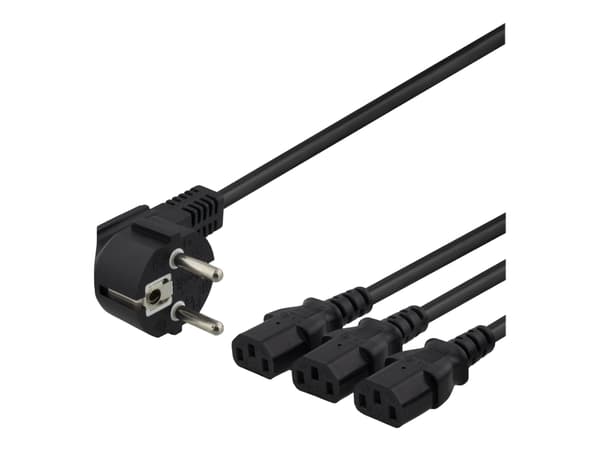 DELTACO - Strømkabel - power CEE 7/7 (hann) til power IEC 60320 C13 - 250 V - 10 A - 3 m - svart