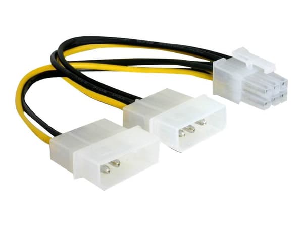 Delock - Strømkabel - 6-pins PCIe-strøm (hunn) til 4-pin intern strøm (hann) - 15 cm