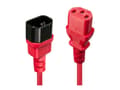Miniatyrbilde 4 av 5: Lindy - Strømforlengelseskabel - power IEC 60320 C13 til IEC 60320 C14 - 1 m - formstøpt - rød