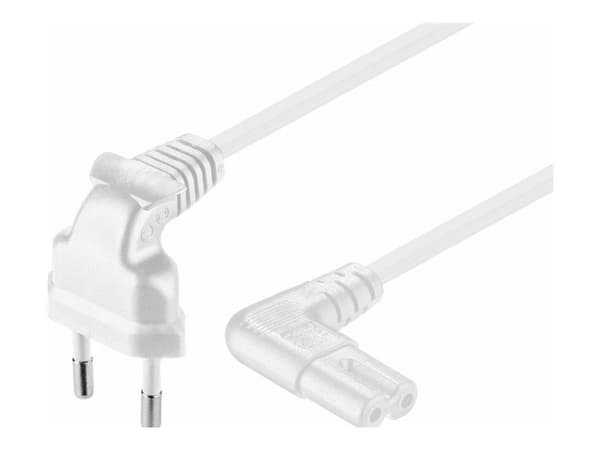 MicroConnect - Strømkabel - Europlug (hann) vinklet til power IEC 60320 C7 vinklet - AC 250 V - 2.5 A - 5 m - hvit