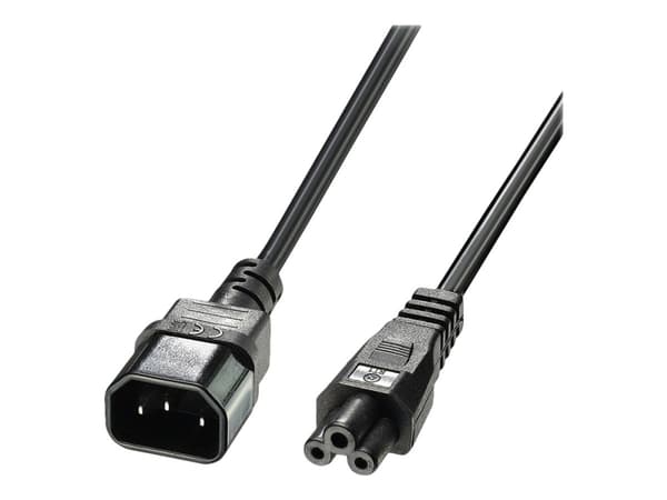 Lindy - Strømforlengelseskabel - IEC 60320 C5 til IEC 60320 C14 - 1 m - formstøpt - svart
