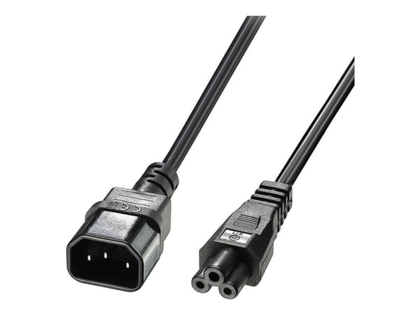 Lindy - Strømforlengelseskabel - IEC 60320 C5 til IEC 60320 C14 - 1 m - formstøpt - svart