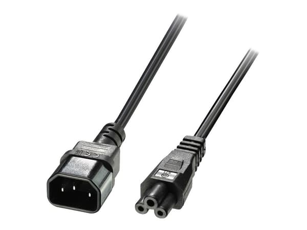 Lindy - Strømforlengelseskabel - IEC 60320 C5 til IEC 60320 C14 - 1 m - formstøpt - svart