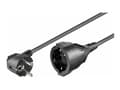 Miniatyrbilde 3 av 5: MicroConnect - Strømforlengelseskabel - power CEE 7/7 (hunn) til power CEE 7/7 (hann) - AC 250 V - 3 m - 90°-kontakt - svart