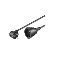 MicroConnect - Strømforlengelseskabel - power CEE 7/7 (hunn) til power CEE 7/7 (hann) - AC 250 V - 3 m - 90°-kontakt - svart