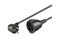 MicroConnect - Strømforlengelseskabel - power CEE 7/7 (hunn) til power CEE 7/7 (hann) - AC 250 V - 3 m - 90°-kontakt - svart