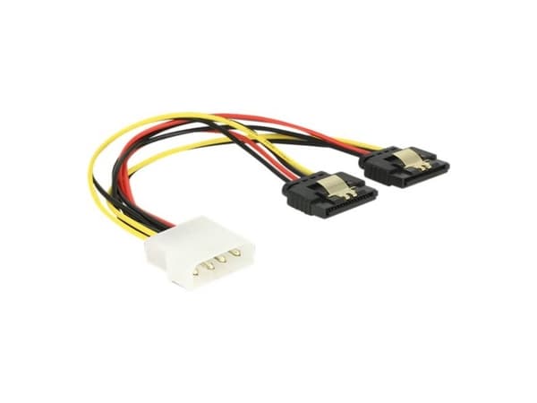 DeLOCK 85237, 0,2 m, Molex (4-pin), 2 x SATA 15-pinninen, Uros, Naaras, Suora