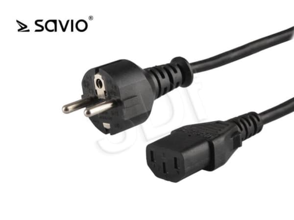 SAVIO - Strømkabel - power IEC 60320 C13 til power CEE 7/7 (hann) - 1.2 m - svart