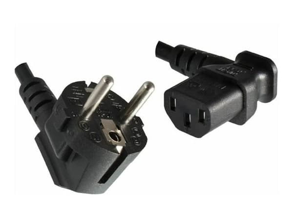 MicroConnect - Strømkabel - power CEE 7/7 (hann) vinklet til power IEC 60320 C13 vinklet - 1.8 m - svart