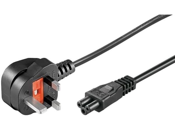MicroConnect - Strømkabel - Type G (hann) vinklet til IEC 60320 C5 rett - AC 250 V - 2.5 A - 50 cm - svart