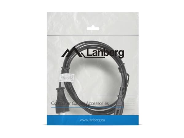 Lanberg - Strömkabel - Eurokontakt (hane) till power IEC 60320 C7 - 10 A - 1.8 m - svart - Europa