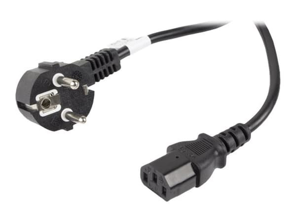 Lanberg - Strømkabel - power CEE 7/7 (hann) vinklet til power IEC 60320 C13 - 10 A - 10 m - svart