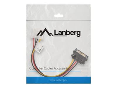 Lanberg - Strømadapter - 4-pin intern strøm (hunn) til SATA-strøm (hann) - 15 cm