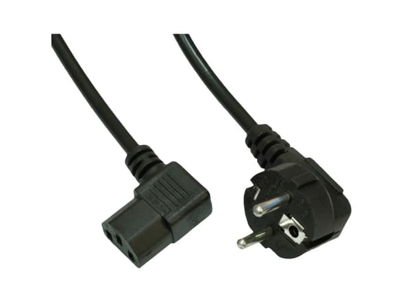 Akyga Pro Series AK-PC-02A - Strømkabel - power CEE 7/7 (hann) vinklet til power IEC 60320 C13 vinklet - 250 V - 10 A - 1.5 m - svart