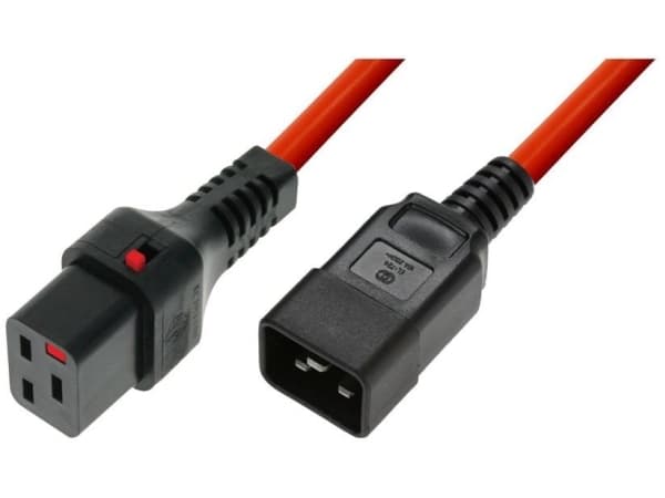 Power cable Assmann IEC LOCK 3x1,5mm2 IEC C20 straight/IEC C19 straight M/F 2m red (IEC-PC1402)