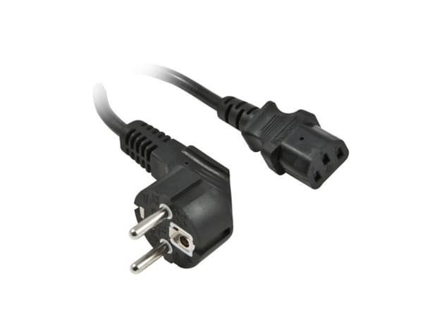 Nettkabel 230V jordingskontakt CEE7 plugg IECC13 stikkontakt 2m Sort Synergy 21