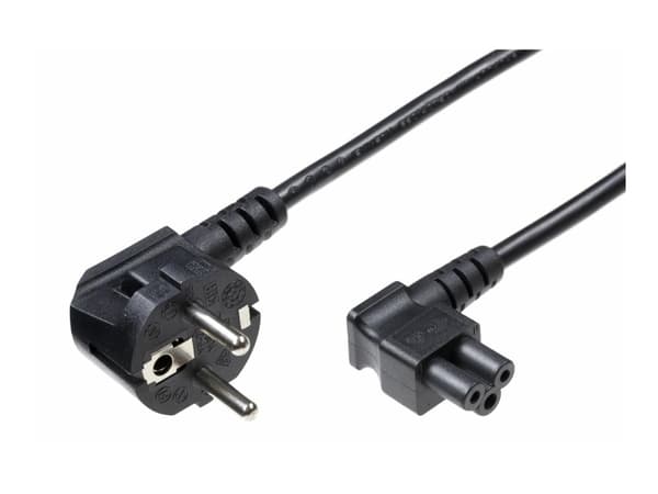 MicroConnect - Strömkabel - IEC 60320 C5 vinklad till power CEE 7/7 (hane) vinklad - 5 m - svart
