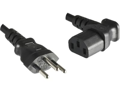 MicroConnect - Strømkabel - SEV 1011 (hann) til power IEC 60320 C13 vinklet - 1.8 m - svart - Sveits