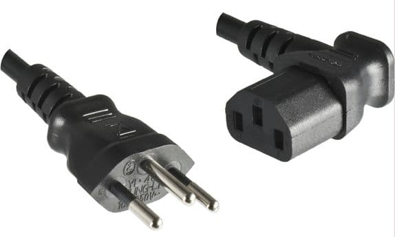 MicroConnect - Strømkabel - SEV 1011 (hann) til power IEC 60320 C13 vinklet - 1.8 m - svart - Sveits