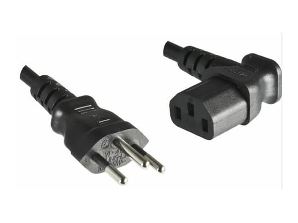 MicroConnect - Strømkabel - SEV 1011 (hann) til power IEC 60320 C13 vinklet - 1.8 m - svart - Sveits