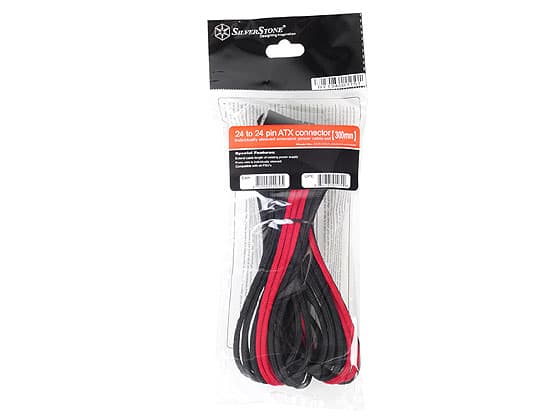 SilverStone PP07 - Strømforlengelseskabel - 24-pins ATX (hunn) til 24-pins ATX (hann) - 30 cm - sort / rød
