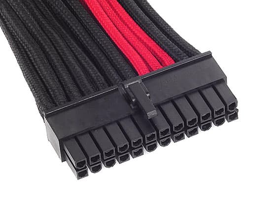 SilverStone PP07 - Strømforlengelseskabel - 24-pins ATX (hunn) til 24-pins ATX (hann) - 30 cm - sort / rød