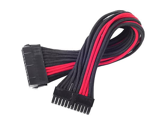 SilverStone PP07 - Strømforlengelseskabel - 24-pins ATX (hunn) til 24-pins ATX (hann) - 30 cm - sort / rød
