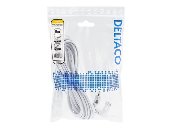 DELTACO DEL-109BV - Johdinsarja - Europlug (han) til IEC 60320 C7 - 250 V - 2,5 A - 5 m - kova
