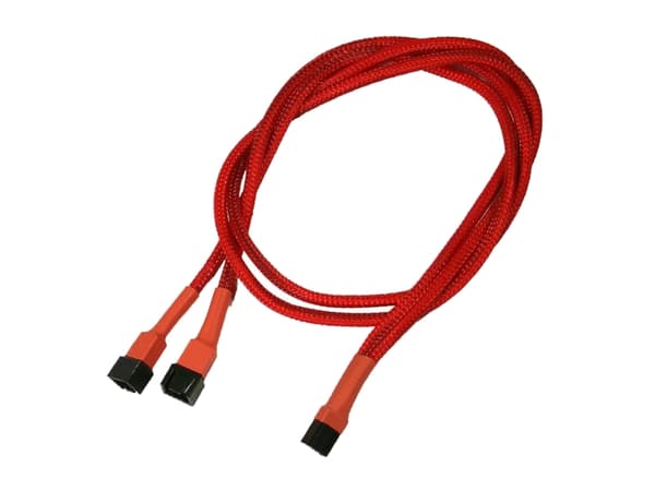 Nanoxia - Viftestrømsplitter - 3-pins Molex (hunn) til 3-pins Molex (hann) - 60 cm - rød