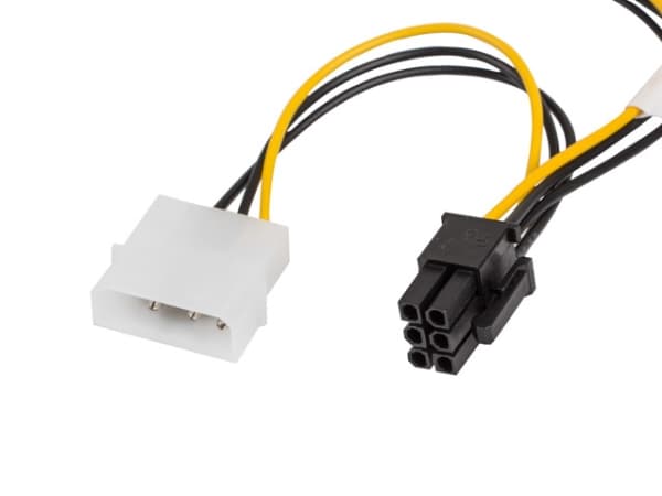 Lanberg - Strømadapter - 6-pins PCIe-strøm (hunn) til 3-pins Molex - 15 cm - gul, svart