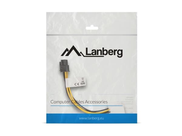Lanberg - Strømadapter - 6-pins PCIe-strøm (hunn) til 3-pins Molex - 15 cm - gul, svart
