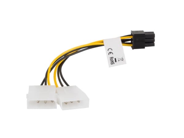 Lanberg - Strømadapter - 6-pins PCIe-strøm (hunn) til 3-pins Molex - 15 cm - gul, svart