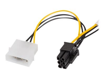 Lanberg - Strømadapter - 6-pins PCIe-strøm (hunn) til 3-pins Molex - 15 cm - gul, svart