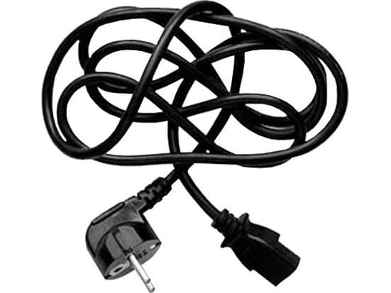 Strømkabel Logo Nettverkskabel 230V strømforsyning, CEE7 (gaffel)-C13, 2m, VDE-godkjent, svart, Logo, 5-pakning (økonomi), pris per 1 stk.