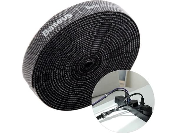 Taśma rzepowa, järjestäjä kabli Baseus Rainbow Circle Velcro Straps 3m (czarny)