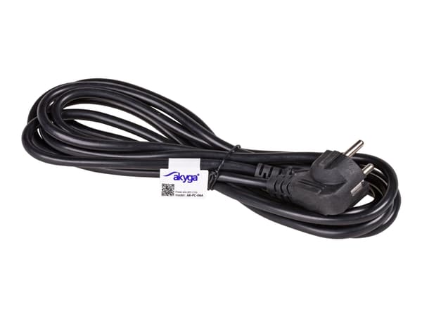 Akyga Pro Series AK-PC-06A - Strømkabel - power CEE 7/7 (hann) vinklet til power IEC 60320 C13 - 250 V - 10 A - 3 m - svart