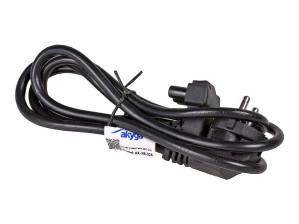 Akyga Pro Series AK-NB-02A - Strømkabel - power CEE 7/7 (hann) vinklet til 3-pins strømkontakt vinklet / flat - 250 V - 2.5 A - 1.5 m - svart