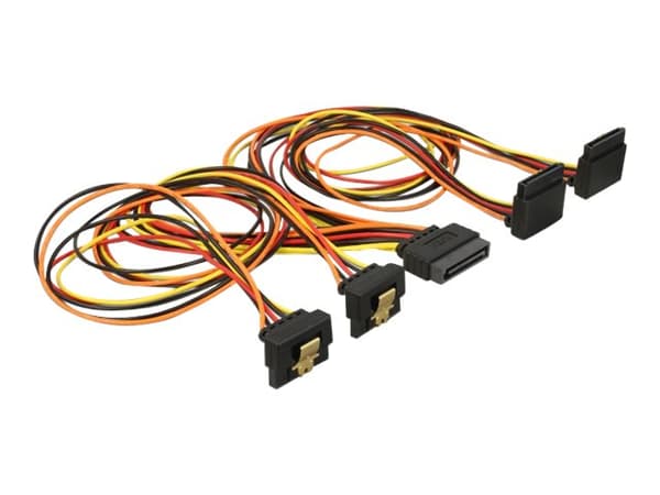 Delock - Strømsplitter - SATA-strøm (P) låst til SATA-strøm (R) metallklips - 3.3 / 5 / 12 V - 50 cm - svart, gul, rød, oransje