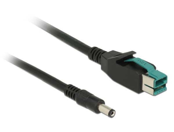 Delock - Strømforsynt USB-kabel - USB PlusPower (12 V) (hann) til DC-jakk på 2,1/5,5 mm (hann) - 12 V - 1 m - svart